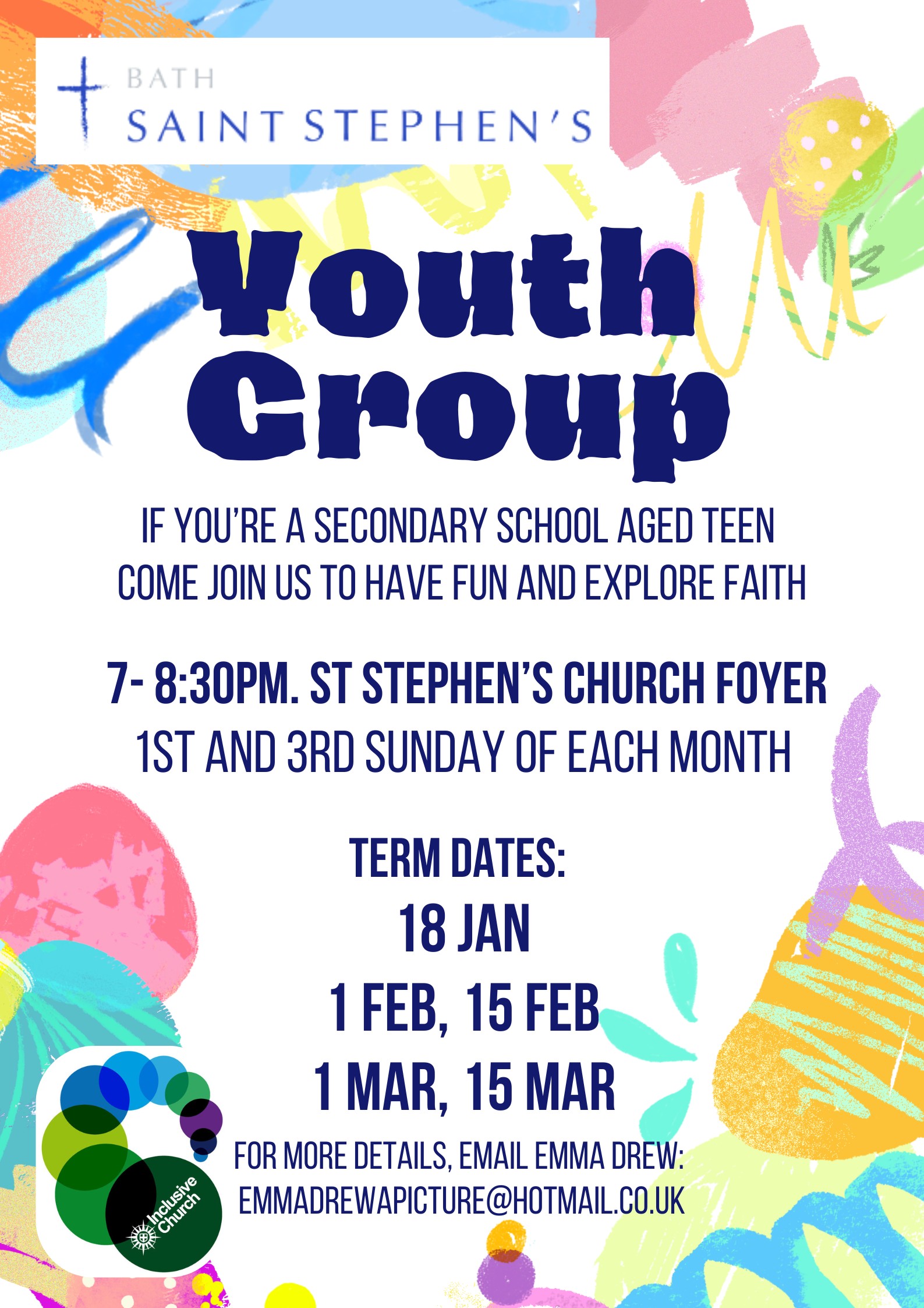 Cool Fun and Faith meets at St Stephen's every 1st & 3rd Sunday at 7 pm