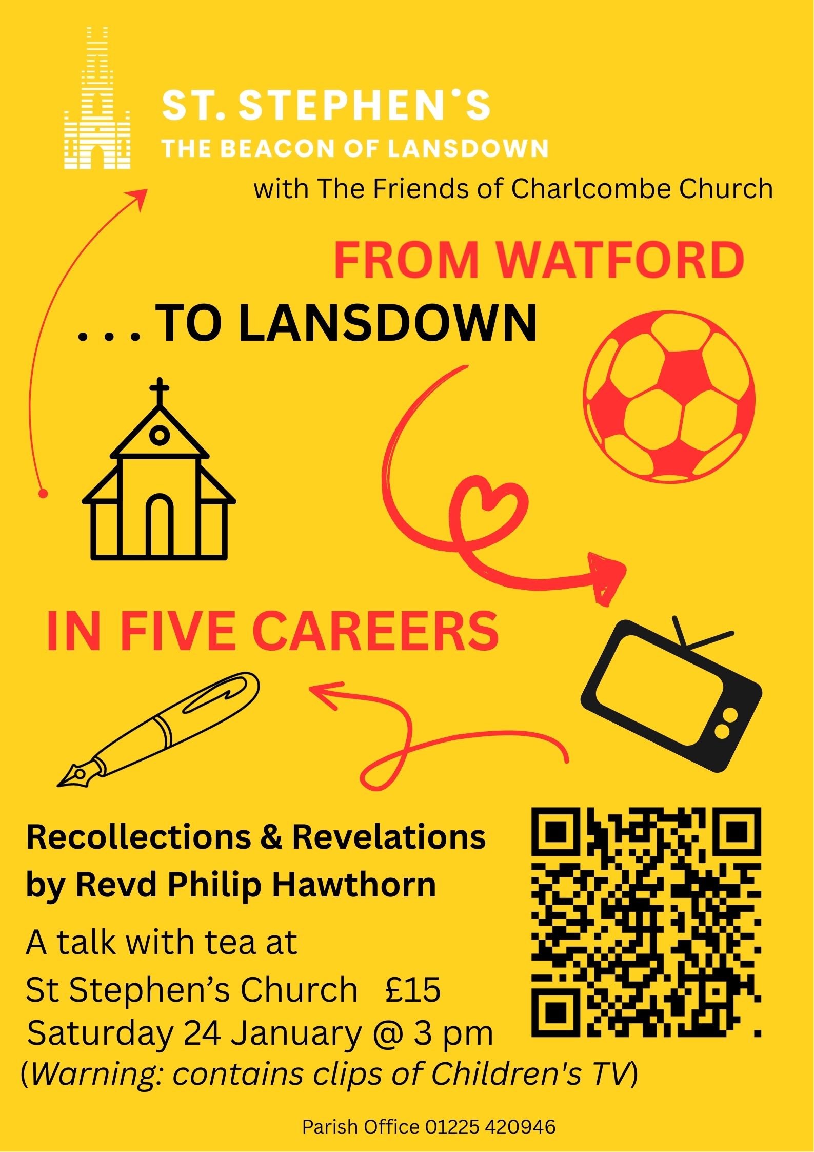 A TEA WITH TALK AT ST STEPHEN'S 24 JAN 2026 BY PHILIP HAWTHORN. FROM WATFORD TO LANSDOWN IN 5 CAREERS