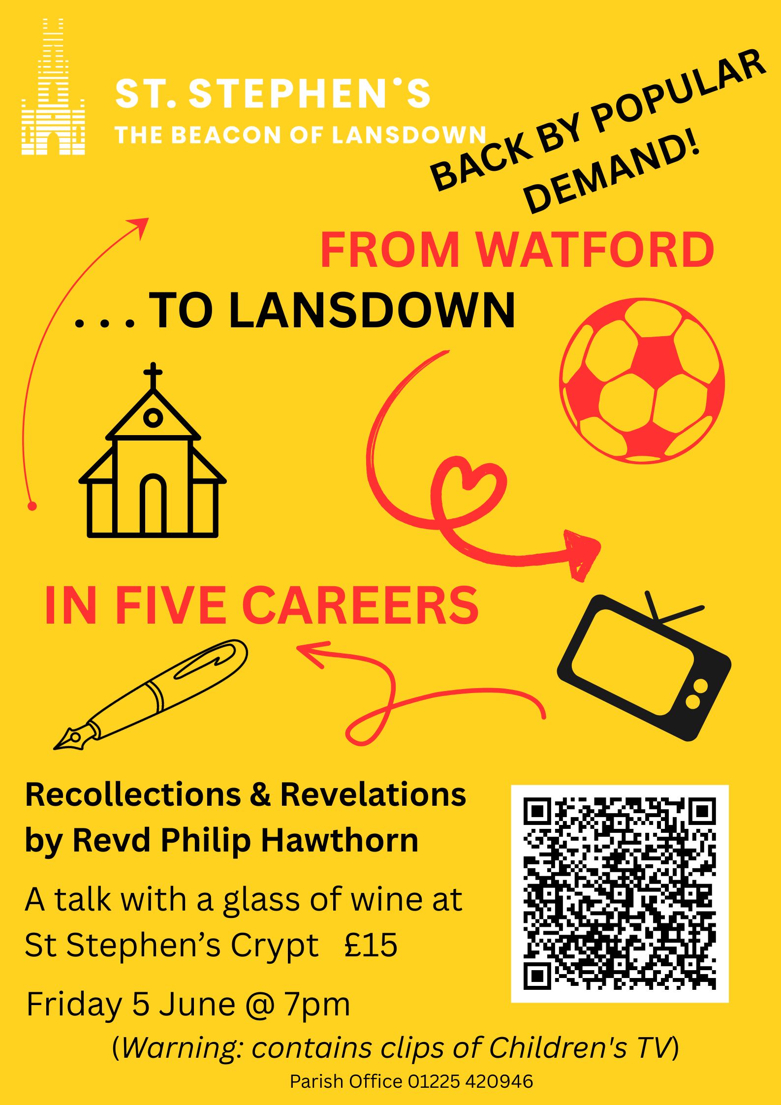 Rev Philip Hawthorn talk about his career From Watford to Lansdown on 4 June at 7 pm in St Stephen's Crypt